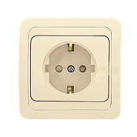 EKF Розетка Лондон одноместная с заземлением 16А бежевая с защитными шторками (EER16-028-200)