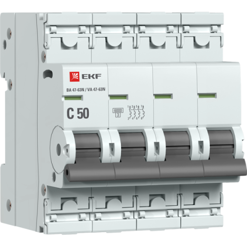 EKF Автоматический выключатель 4P 50А (C) 6кА ВА 47-63N PROxima (M636450C)