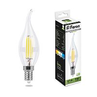 FERON Лампа светодиодная LED 7вт Е14 белый свеча на ветру FILAMENT (LB-67) (25781)