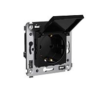 DKC Avanti Розетка с крышкой в стену, 2P+E, ''Черный квадрат'' (4402013)