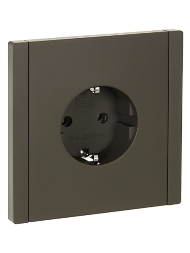 IEK FORTE&PIANO Розетка 1-местная с заземлением без защитных шторок безвинтовое крепление 16А FP314 серый  (FP-R11-16-1-K03)