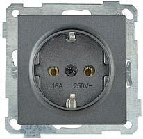 IEK РС11-1-0-Б Розетка с заземляющим контактом 16А BOLERO антрацит IEK  (ERB11-K95-16)