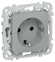 FLITE Розетка с заземлением без защитных шторок безвинтовое крепление 16А  серый (FI-R11-16-1-K03)