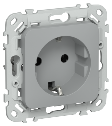 FLITE Розетка с заземлением без защитных шторок безвинтовое крепление 16А  серый (FI-R11-16-1-K03)