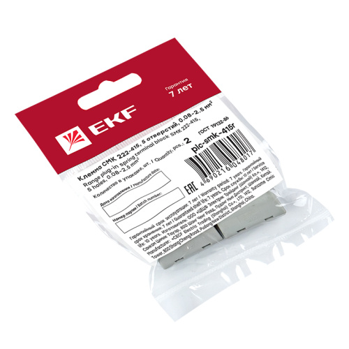 EKF Клемма строительно-монтажная СМК модель 415 с рычагом 5 отверстий 0.08-2.5мм.кв (plc-smk-415r) фото 3