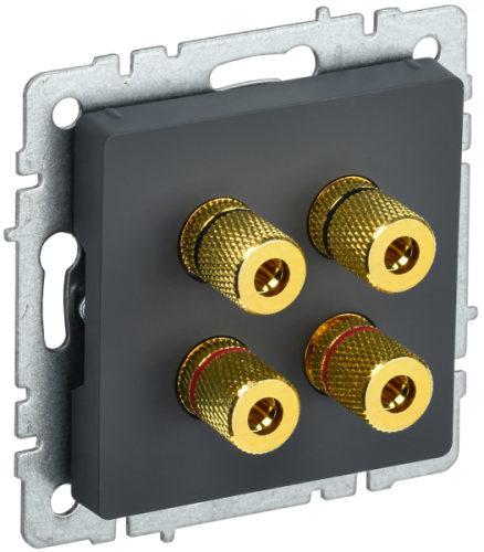 IEK BRITE Аудиорозетка 4-местная РА10-БрГ графит (BR-S40-K53)