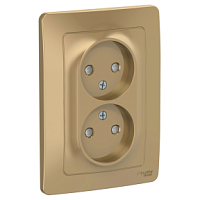 SCHNEIDER ELECTRIC BLANCA скрытой установки розетка двойная без заземления со шторками, 16А, 250В, титан (BLNRS000124)