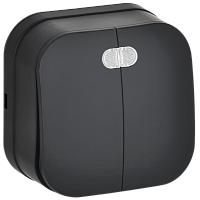 IEK GLORY Выключатель 2-клавишный для открытой установки с индикацией 10А ВС20-2-1-ХЧм черный матовый  (EVH21-K02M-10)