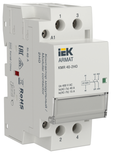 IEK ARMAT Контактор модульный KMR 40А 24В AC/DC 2НО  (AR-KMR20-040-20-024)