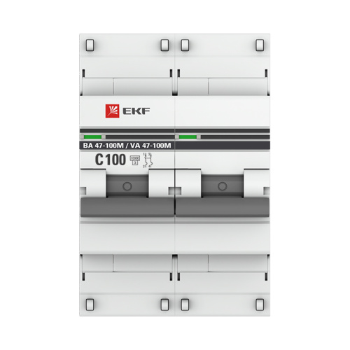 EKF Автоматический выключатель 2P 100А (C) 10kA ВА 47-100M с электромагнитным расцепителем  PROxima (mcb47100m-2-100C-pro) фото 2