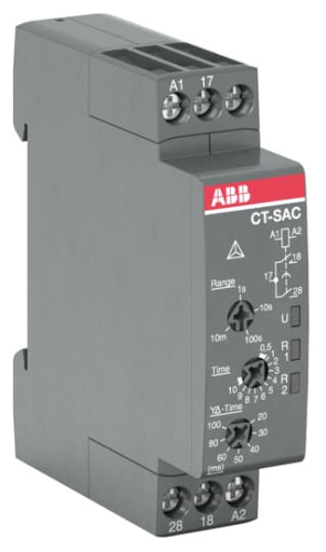 ABB Реле времени CT-SAC.22 компактное  (звезда-треуг. рег. время перекл. на треуг.) 24-48B DC, 24-240B A (1SVR508210R0100)