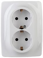 ЭРА Розетка 2X2P+E Schuko, 16A-250В, винт, , белый, 12-2116-01 (Б0029238)