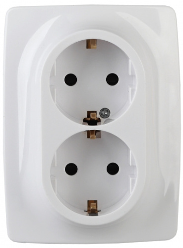 ЭРА Розетка 2X2P+E Schuko, 16A-250В, винт, , белый, 12-2116-01 (Б0029238)