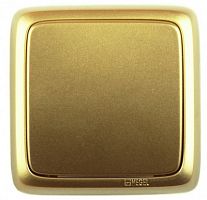 HEGEL Выключатель одноклавишный наружный с изоляционной пластиной золото 10А (ВА10-113-07)