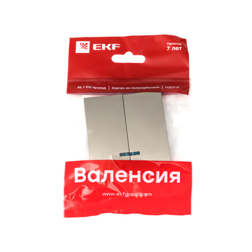 EKF Валенсия лицевая панель выключателя 2-кл. с индикатором 10А кашемир EKF PROxima (ESV10-L-123-40) фото 3