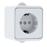 EKF Прага Розетка 16А с заземлением IP44 белая с защитными шторками (EKR16-028-10-440)