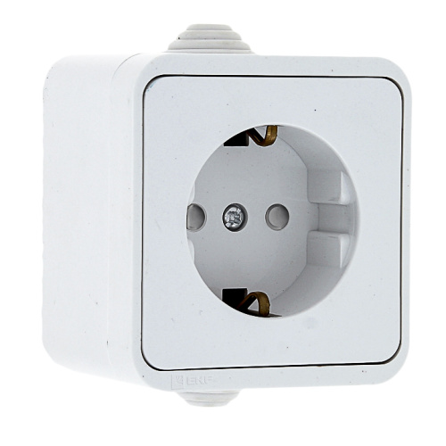 EKF Прага Розетка 16А с заземлением IP44 белая с защитными шторками (EKR16-028-10-440) EKF Прага Розетка 16А с заземлением IP44 белая с защитными шторками (EKR16-028-10-440)