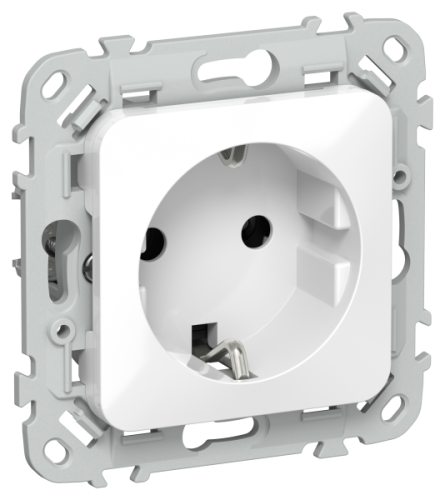FLITE Розетка с заземлением без защитных шторок безвинтовое крепление 16А  белый (FI-R11-16-1-K01)