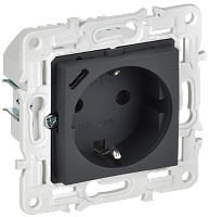 IEK SKANDY Розетка с заземлением с защитными шторками 16А с USB C 18Вт SK-R17G графит  (SK-R14-16-U14-018-K53)