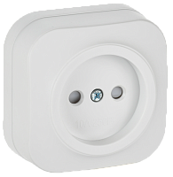 IEK GLORY Розетка 1-местная для открытой установки без заземления с защитными шторками 10А РСш20-2-ХБм белый матовый  (ERH13-K01M-10)