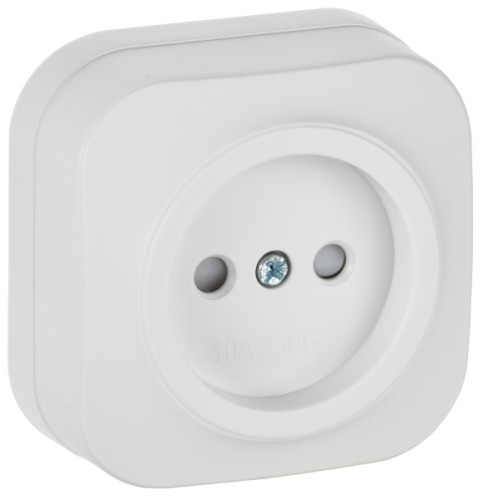 IEK GLORY Розетка 1-местная для открытой установки без заземления с защитными шторками 10А РСш20-2-ХБм белый матовый  (ERH13-K01M-10)
