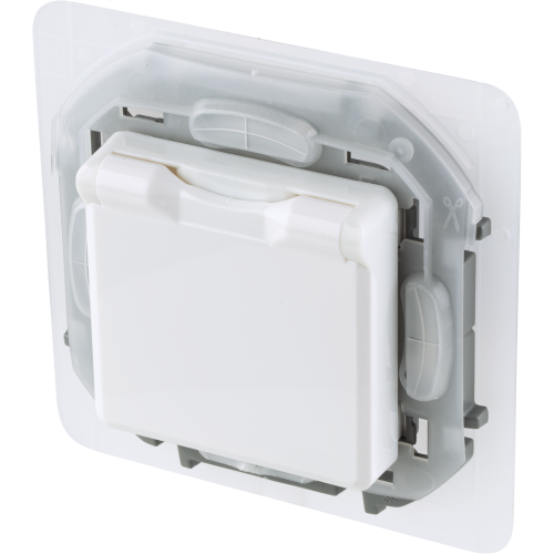 LEGRAND INSPIRIA Розетка с заземлением, защитной крышкой и интегрированными защитными шторками   для скрытого монтажа , степень пылевлагозащиты IP44, цвет "Белый". Максимальный ток 16 А, напряжение ~250В, максимальная мощность 3680 Вт.  (673740) фото 2