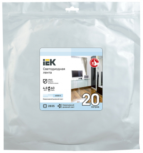 IEK Лента светодиодная LEDx60/м 20м 4.8w/m 12в IP65 дневной IEK Лента светодиодная LEDx60/м 20м 4.8w/m 12в IP65 дневной