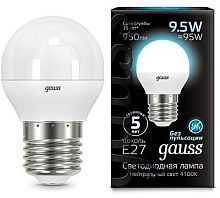 GAUSS Лампа светодиодная LED 9.5Вт E27 шар, белый  (105102210)