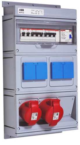 ABB Бокс MPR32 с розетками в сборе IP44  (УЗО)  (MPR32)  (2CMA168991R1000)