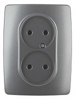 ЭРА Розетка 2X2P, 16A-250В, , графит, 12-2107-12 (Б0031244)