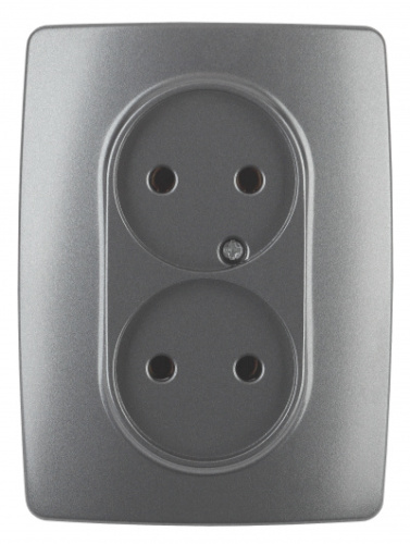 ЭРА Розетка 2X2P, 16A-250В, , графит, 12-2107-12 (Б0031244)