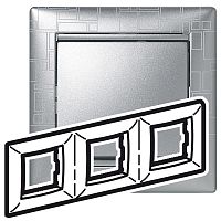 LEGRAND VALENA Рамка 3 поста горизонтальная алюминий модерн (770343 )