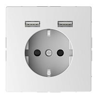 SCHNEIDER ELECTRIC Розетка Schuko MERTEN SDL с 2 USB c зарядным устройством 2.4 A белый лотос (MTN2366-6035)