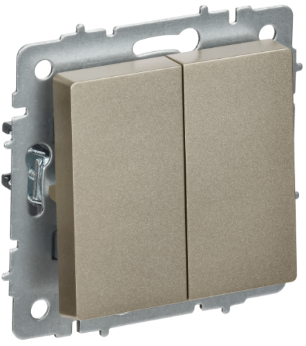 IEK BRITE Выключатель 2-клавишный перекрестный 10А ВС10-2-3-БрШ шампань  (BR-V23-0-10-K37)