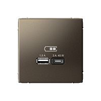 Systeme Electric ARTGALLERY USB Розетка A + тип-C 45Вт высокоскор.заряд. QC, PD, механизм, мокко (GAL000629)