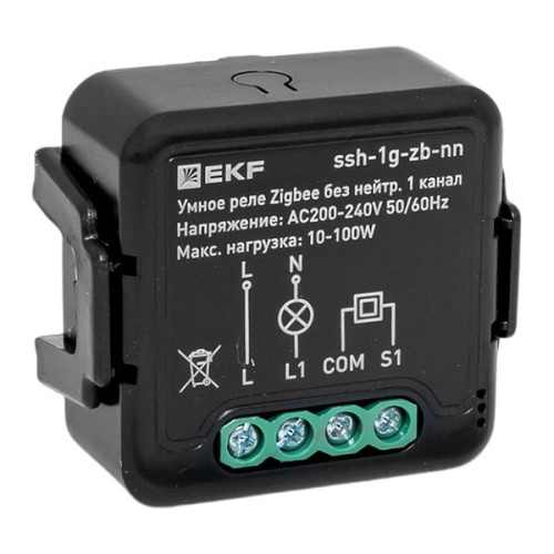 EKF Умное реле в подрозетник 1-канальное без нейтрали Zigbee  Connect Select (ssh-1g-zb-nn)