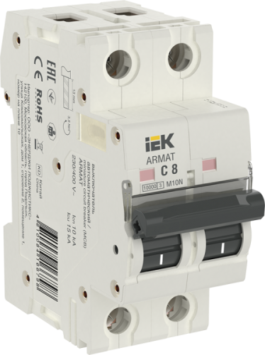IEK ARMAT Выключатель автоматический двухполюсный C 8А M10N (AR-M10N-2-C008) IEK ARMAT Выключатель автоматический двухполюсный C 8А M10N (AR-M10N-2-C008)