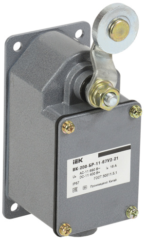 IEK Выключатель концевой ВК-200-БР-11-67У2-21, рычаг с роликом, ход вправо, cамовозврат, ст. 2- 51мм, IP67, IEK  (KV-1-200-1)