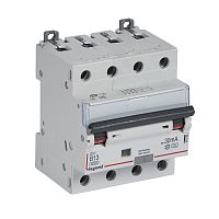 LEGRAND Выключатель автоматический дифференциального тока DX3 B13А 4П 30mА-А (411356 )