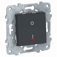 SCHNEIDER ELECTRIC Выключатель UNICA NEW двухполюсный одноклавишный с индикацией схема 2а 16 AX 250В антрацит (NU526254S)