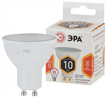 ЭРА Лампа светодиодная LED MR16-10W-827-GU10  (диод, софит, 10Вт, тепл, GU10)   (10/100/4000)  (Б0032997)