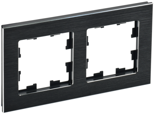 IEK BRITE Рамка 2-мест. РУ-2-1-БрЧ металл черн. IEK (BR-M22-M-K02) IEK BRITE Рамка 2-мест. РУ-2-1-БрЧ металл черн. IEK (BR-M22-M-K02)