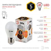 ЭРА Лампа светодиодная LEDP45-5W-827-E27 (диод,шар,5Вт,тепл,E27) (Б0028486)