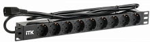 Блок розеток ITK PDU 9 розеток шнур 2 метравилка  IEC 320 C14, профиль из ПВХ, черный