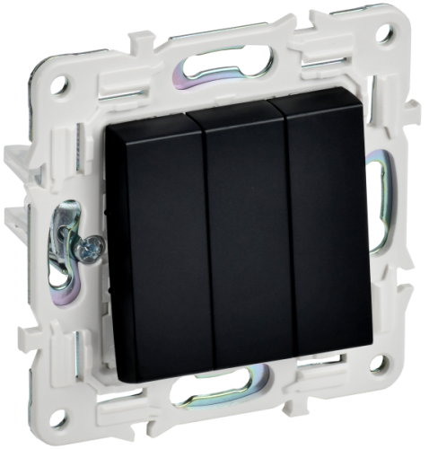 IEK SKANDY Выключатель 3-клавишный 10А SK-V11Bl черный  (SK-V30-0-10-K02)