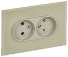 IEK SKANDY Розетка 2-местная без заземления без защитных шторок для плоской вилки 10А SK-R03B стекло бежевый (SK-R20-10-K10)
