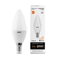 GAUSS Лампа светодиодная LED 10вт 230в,Е14,теплый, свеча Elementary (33110)