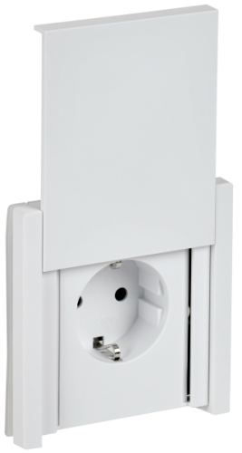 IEK FORTE&PIANO Розетка 1-местная с заземлением с защитными шторками и крышкой безвинтовое крепление 16А IP44 FP219 белый  (FP-R16-16-1-44-K01)