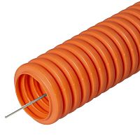 ПРОМРУКАВ Труба гофрированная ПНД легкая безгалогенная (HF) оранжевая с зондом д63 (15м/360м уп/пал) (026361)