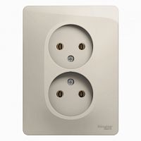 SCHNEIDER ELECTRIC GLOSSA Розетка двойная без заземления в сборе молочный (GSL000920)
